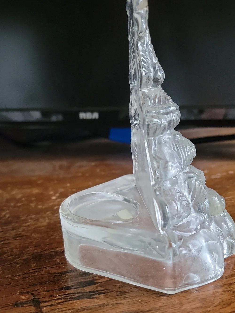Clear Glass Christmas Tree Figurine - Tea Light Holder - Picture 5 of 11